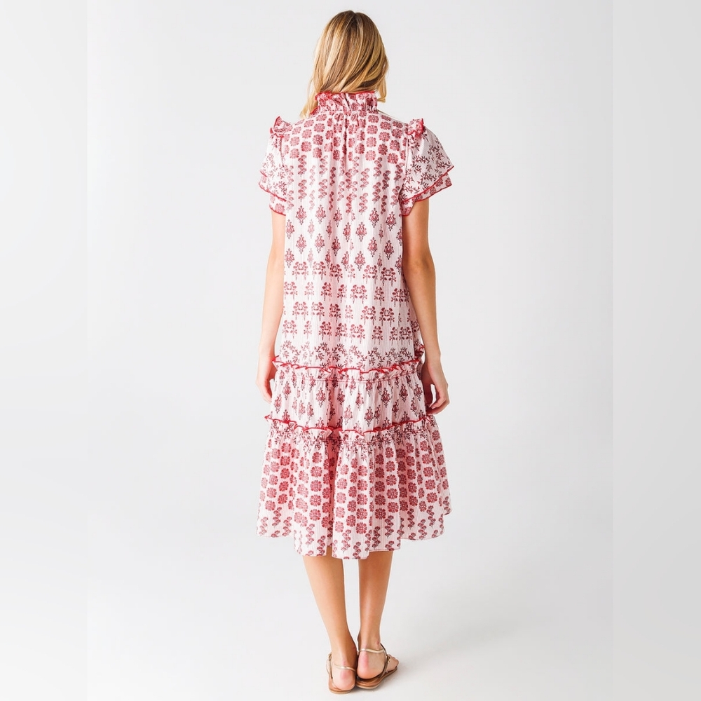 Hunter Bell Matthews Red and White Midi Dress - Picture 2 of 3
